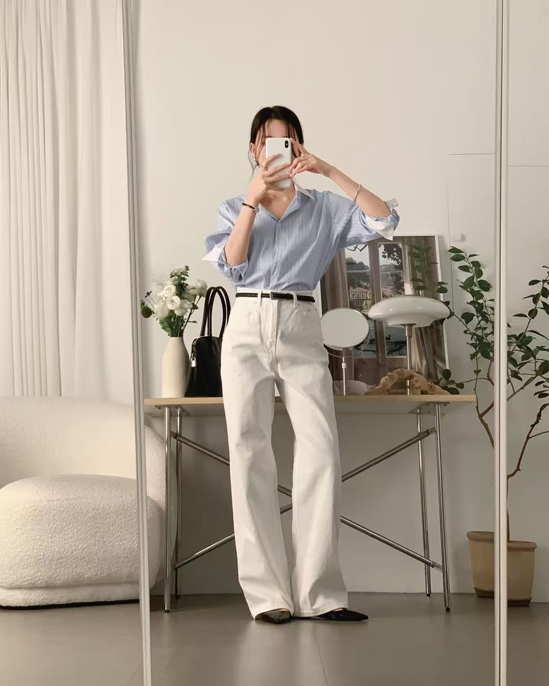 배색 스트라이프 셔츠 봄 가을 다용도 긴팔 셔츠 한국 ins 빛 요리 한 패션 빅 사이즈 여성 의류 대외 무역 상세 이미지 5