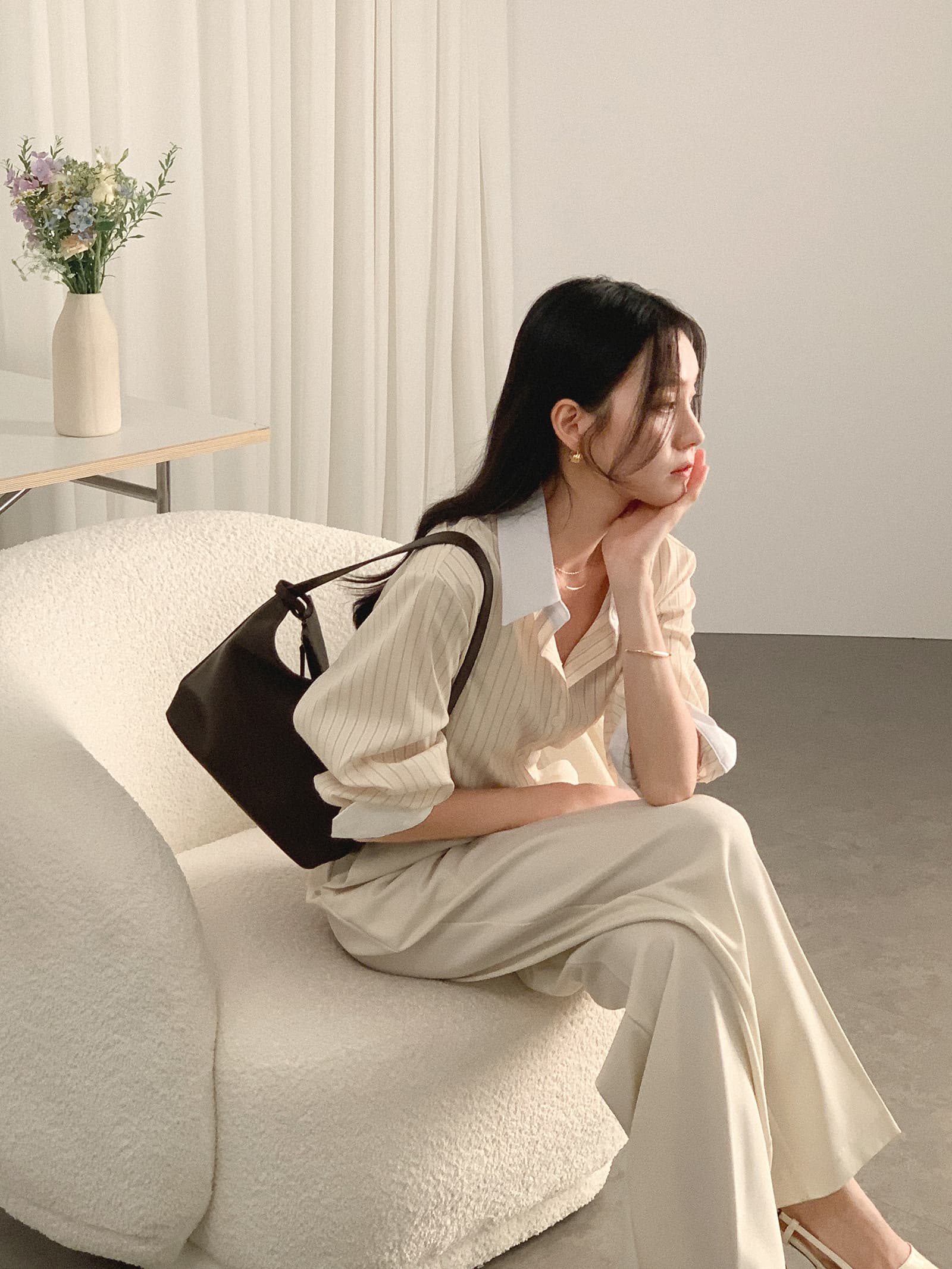 배색 스트라이프 셔츠 봄 가을 다용도 긴팔 셔츠 한국 ins 빛 요리 한 패션 빅 사이즈 여성 의류 대외 무역 상세 이미지 11