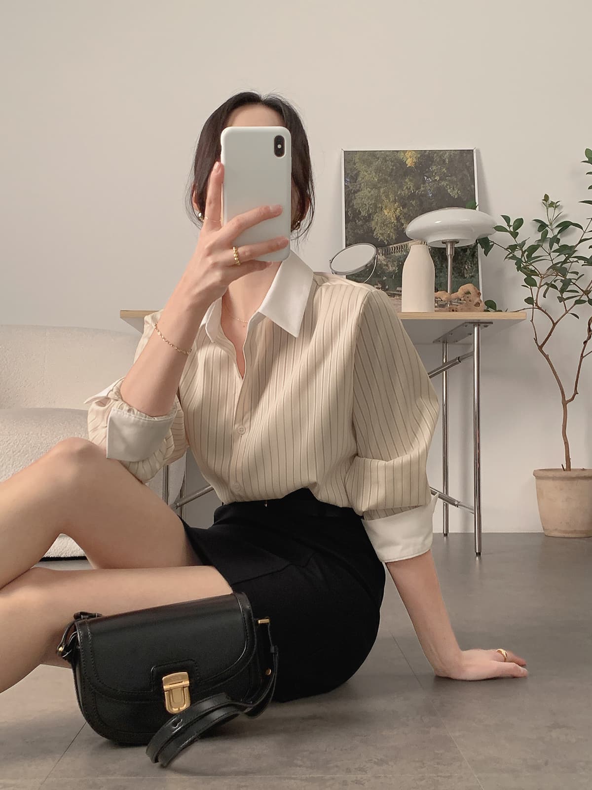 배색 스트라이프 셔츠 봄 가을 다용도 긴팔 셔츠 한국 ins 빛 요리 한 패션 빅 사이즈 여성 의류 대외 무역 상세 이미지 25