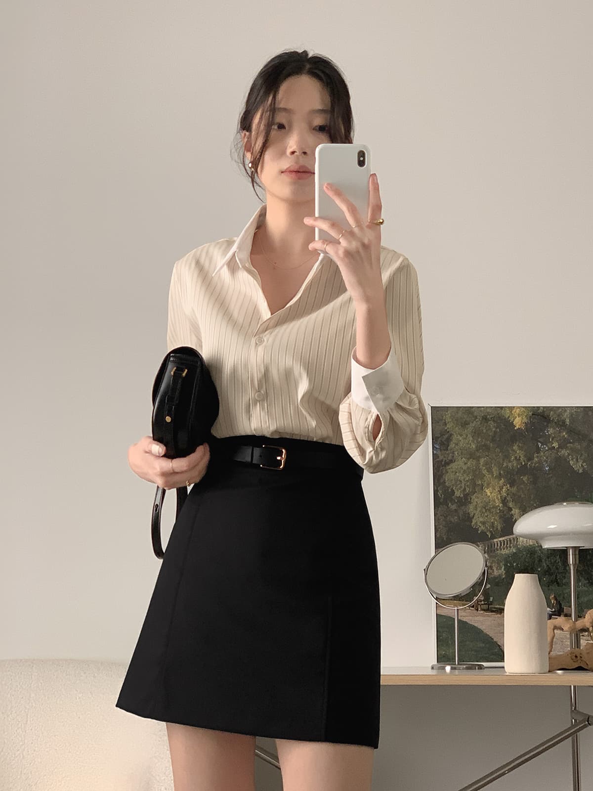 배색 스트라이프 셔츠 봄 가을 다용도 긴팔 셔츠 한국 ins 빛 요리 한 패션 빅 사이즈 여성 의류 대외 무역 상세 이미지 29