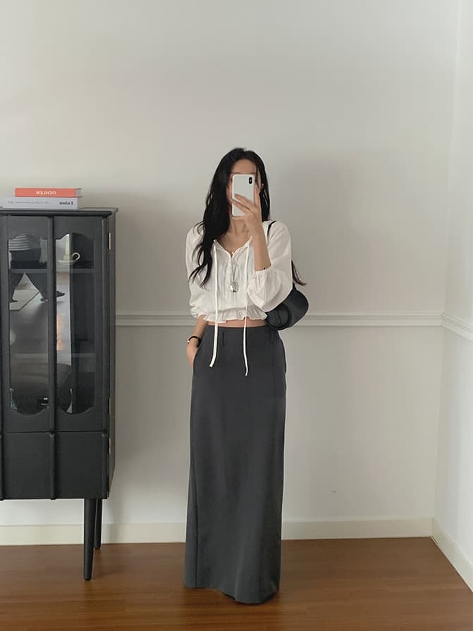 V넥 달콤함 레이스 레이스 허리 수축 레이스업 긴팔 셔츠 쉬폰 블라우스 한국 스타일 chic 상세 이미지 7
