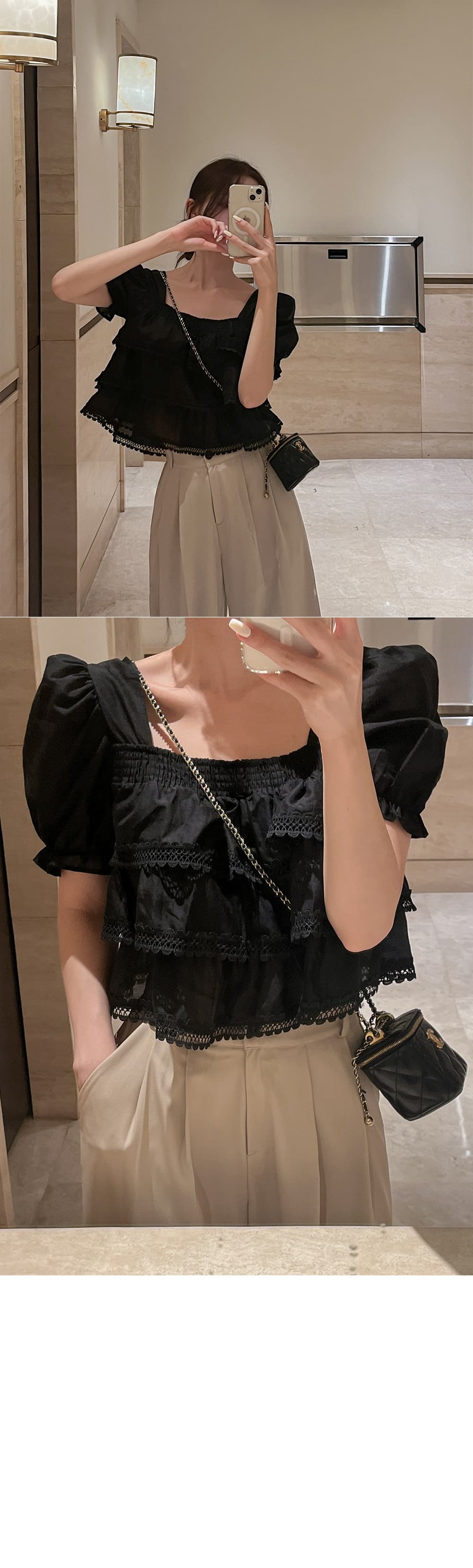 무거운 작업 달콤함 레이스 레이스 셔츠 한국 스타일 chic 빛 요리 한 패션 Chic 작은 대중 디자인 센스 소녀 상세 이미지 56