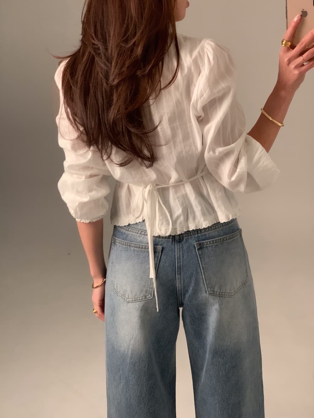 무거운 작업 레이스 레이스 레이스 업 셔츠 쉬폰 블라우스 한국 스타일 chic 빛 요리 한 패션 Chic 작은 대중 디자인 센스 상세 이미지 11