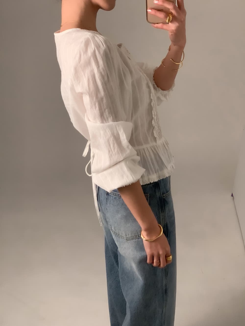 무거운 작업 레이스 레이스 레이스 업 셔츠 쉬폰 블라우스 한국 스타일 chic 빛 요리 한 패션 Chic 작은 대중 디자인 센스 상세 이미지 21