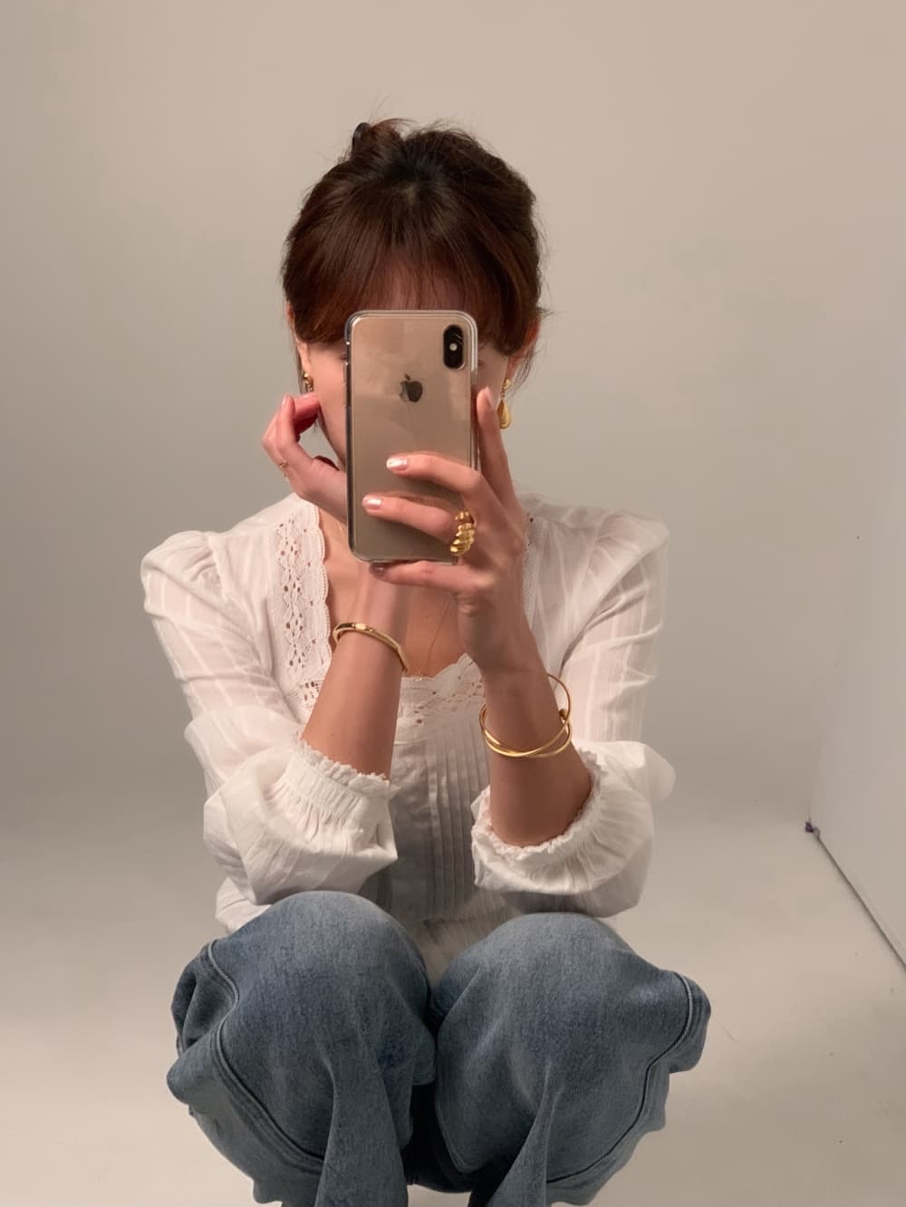 무거운 작업 레이스 레이스 레이스 업 셔츠 쉬폰 블라우스 한국 스타일 chic 빛 요리 한 패션 Chic 작은 대중 디자인 센스 상세 이미지 25