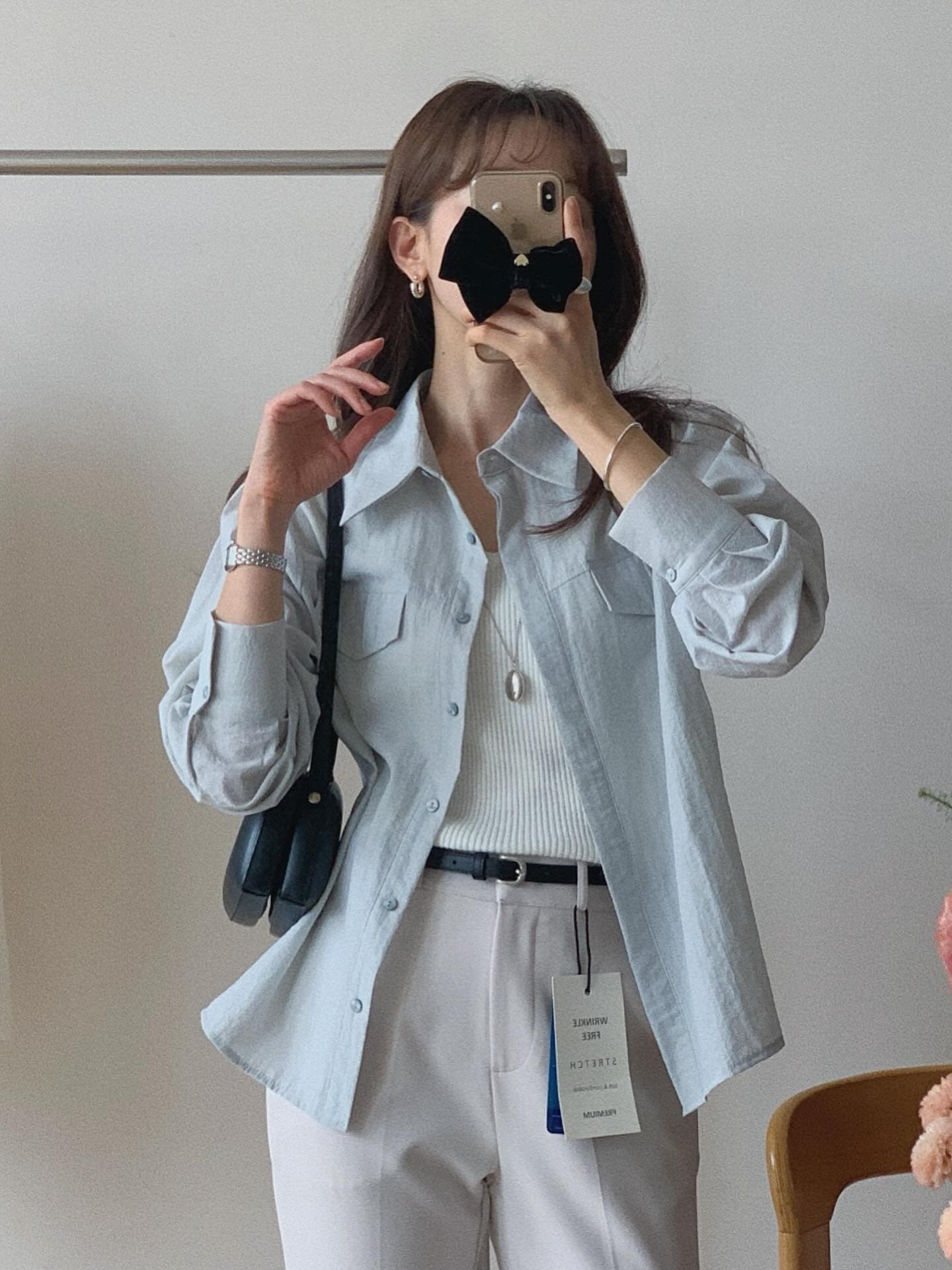 출퇴근 바람 워크웨어 숙련 된 빅 포켓 긴팔 셔츠 태양 보호 셔츠 에어컨 셔츠 얇은 스타일 재킷 상세 이미지 16