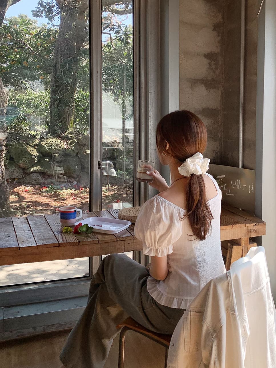 프랑스식 달콤한 스타일 무거운 작업 V넥 레이스 레이스 반팔 셔츠 레이스 셔츠 맨위 한국 스타일 chic 상세 이미지 9