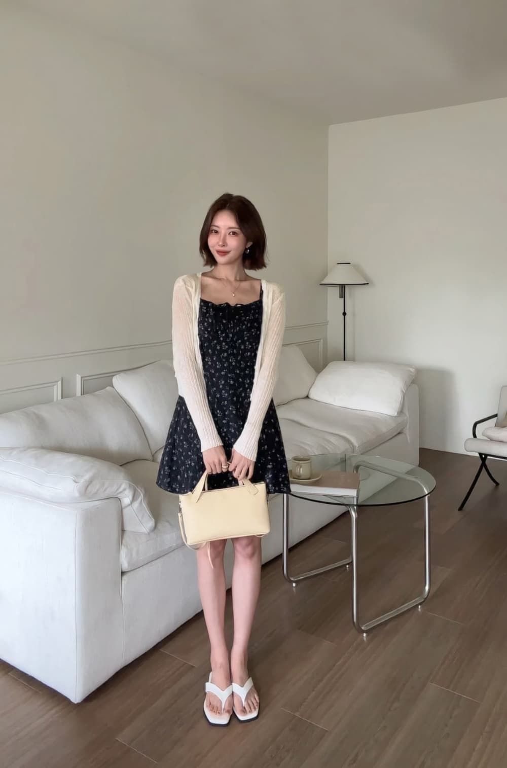 프린트 튜브탑 슬립 드레스 미니 스커트 한국 스타일 chic 몸매 가꾸기 슬림해 보이는 상세 이미지 8