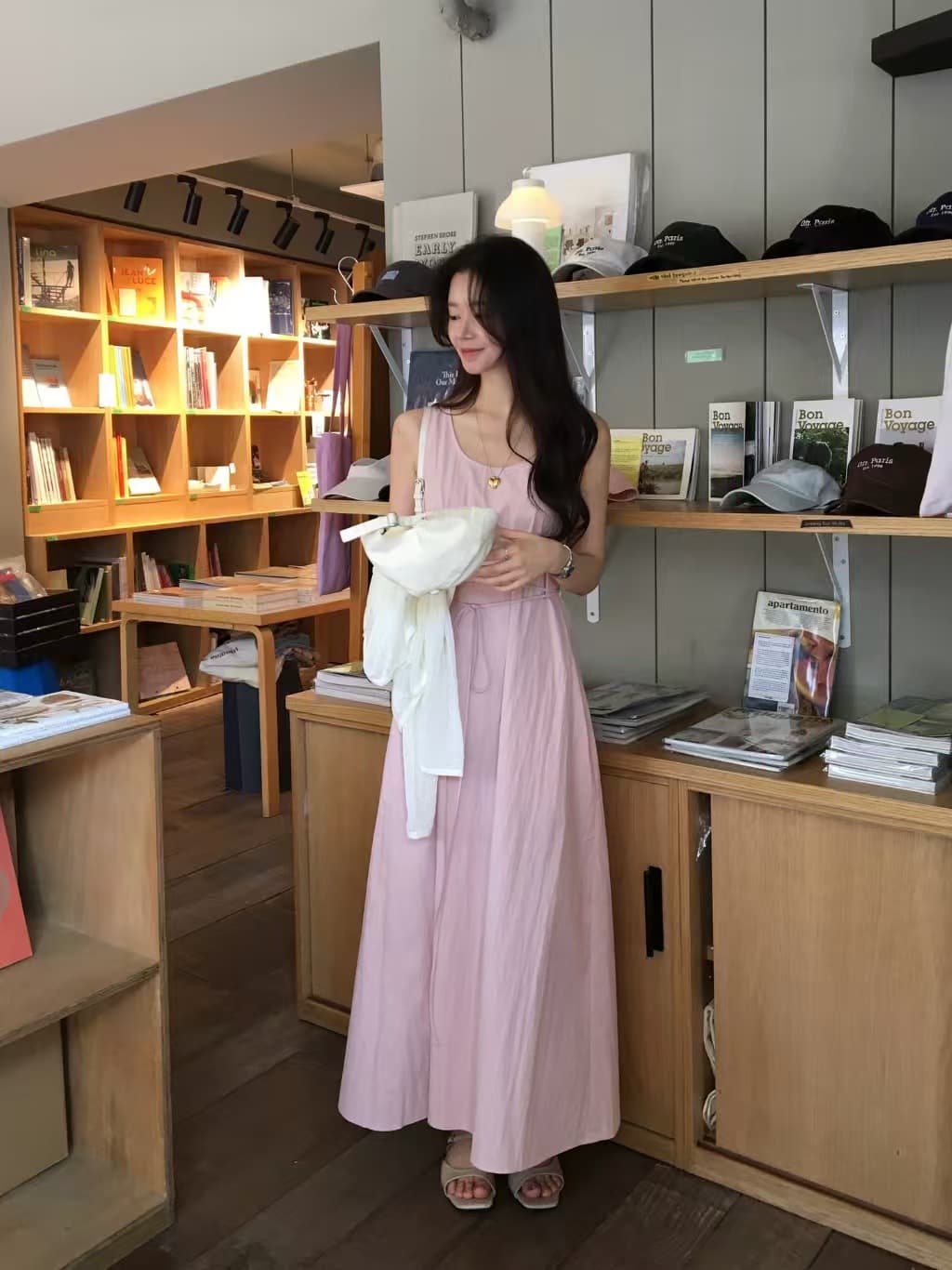 몸매 가꾸기 슬림해 보이는 부서 벨트 조끼 원피스 품격 명문 여성 롱 스커트 한국 chic 단색 상세 이미지 3