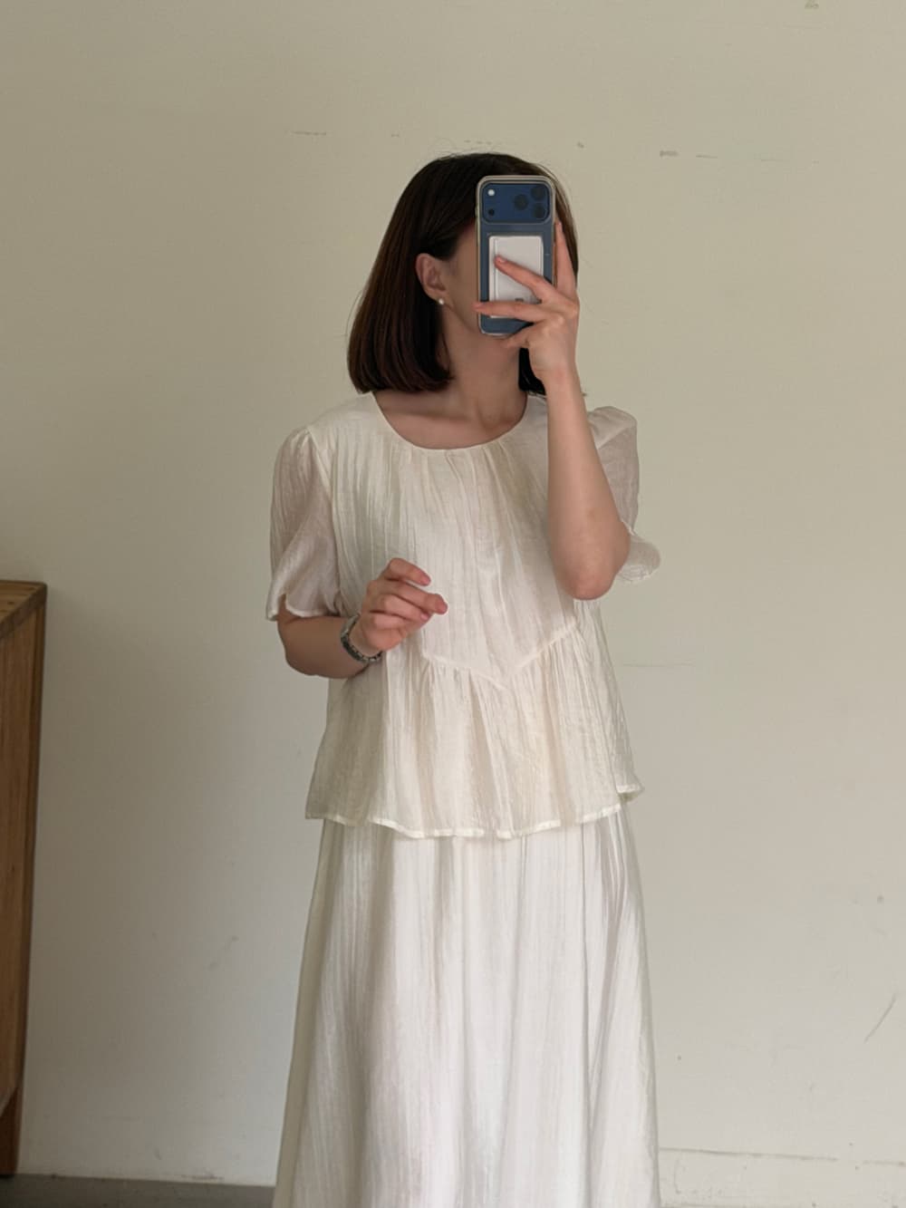 프랑스식 작은 청신 페이크 레이어드 반팔 드레스 루즈핏 빅 사이즈 여성 의류 한 부서 chic 상세 이미지 2