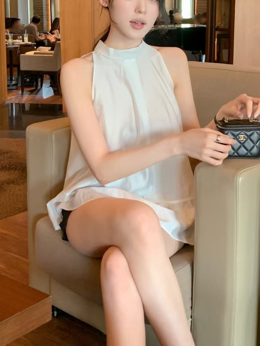 품격 우아함 행침 목 리본 민소매 조끼 셔츠 쉬폰 블라우스 맨위 여성 한국 스타일 chic 이미지 3