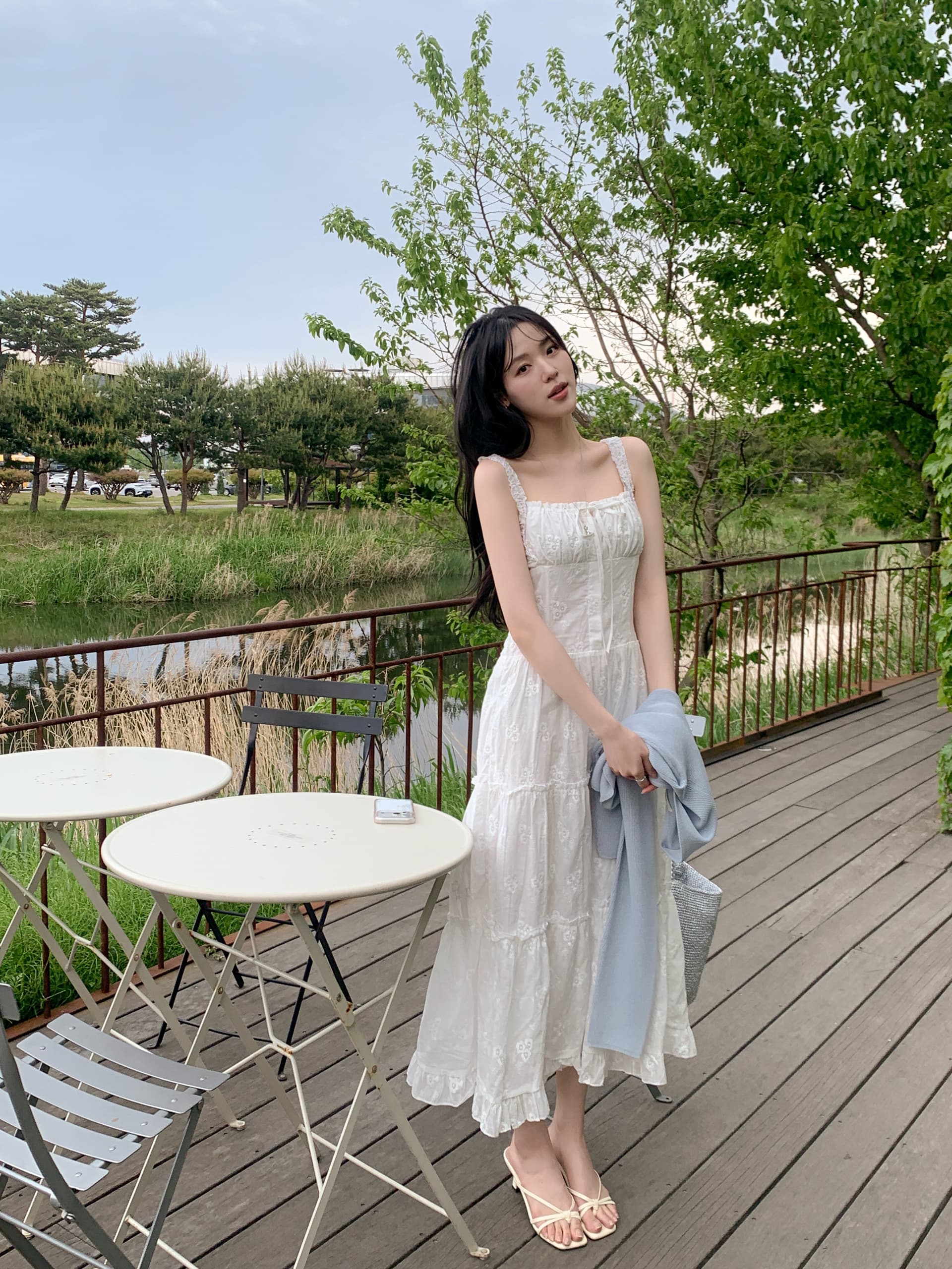 순수한 욕망 요정 바람 무거운 작업 자수 슬립 드레스 롱 스커트 한국 동대문 chic 상세 이미지 15