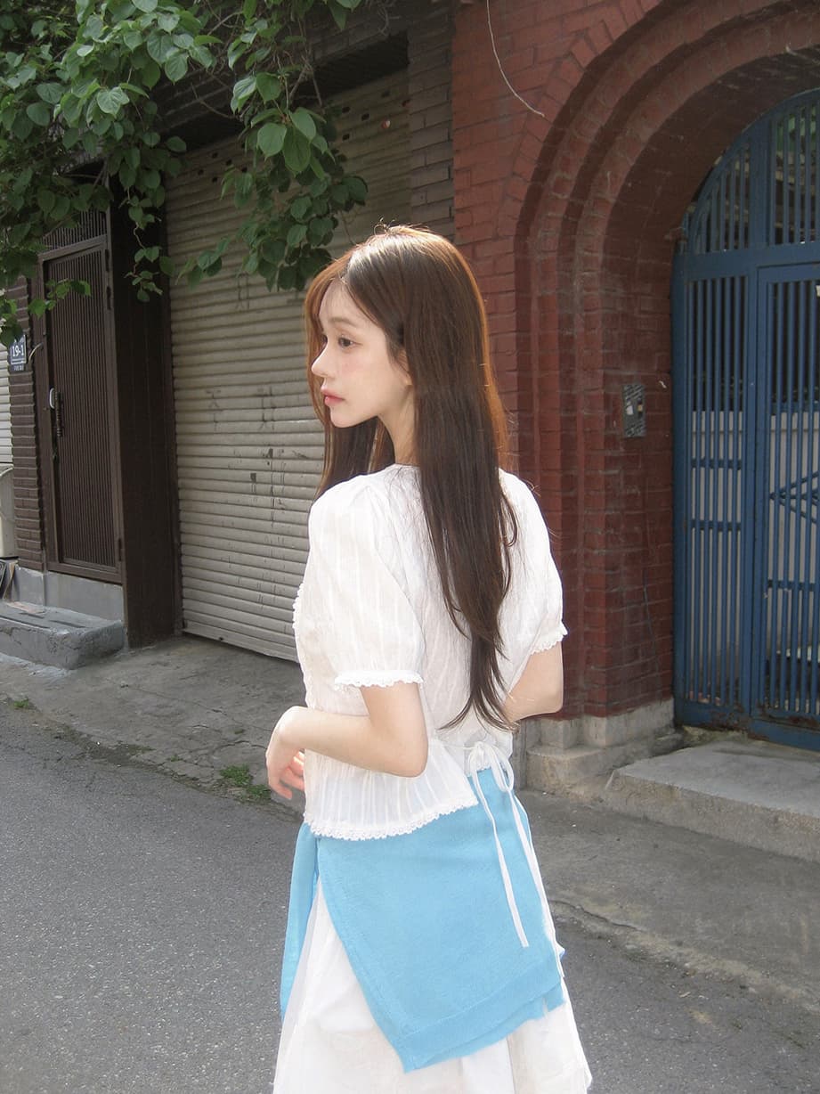 레이스 레이스 레이스 업 셔츠 한국 스타일 chic 빛 요리 한 패션 Chic 작은 대중 디자인 센스 상세 이미지 15