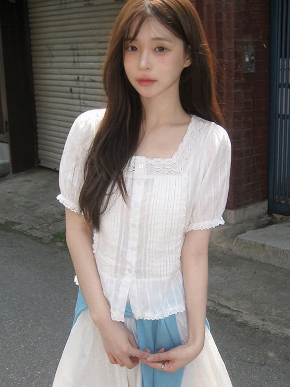 레이스 레이스 레이스 업 셔츠 한국 스타일 chic 빛 요리 한 패션 Chic 작은 대중 디자인 센스 상세 이미지 17