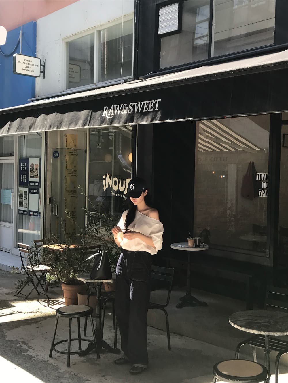 단색 오프숄더 보트넥 반팔 셔츠 쉬폰 블라우스 한국 스타일 chic 상세 이미지 4
