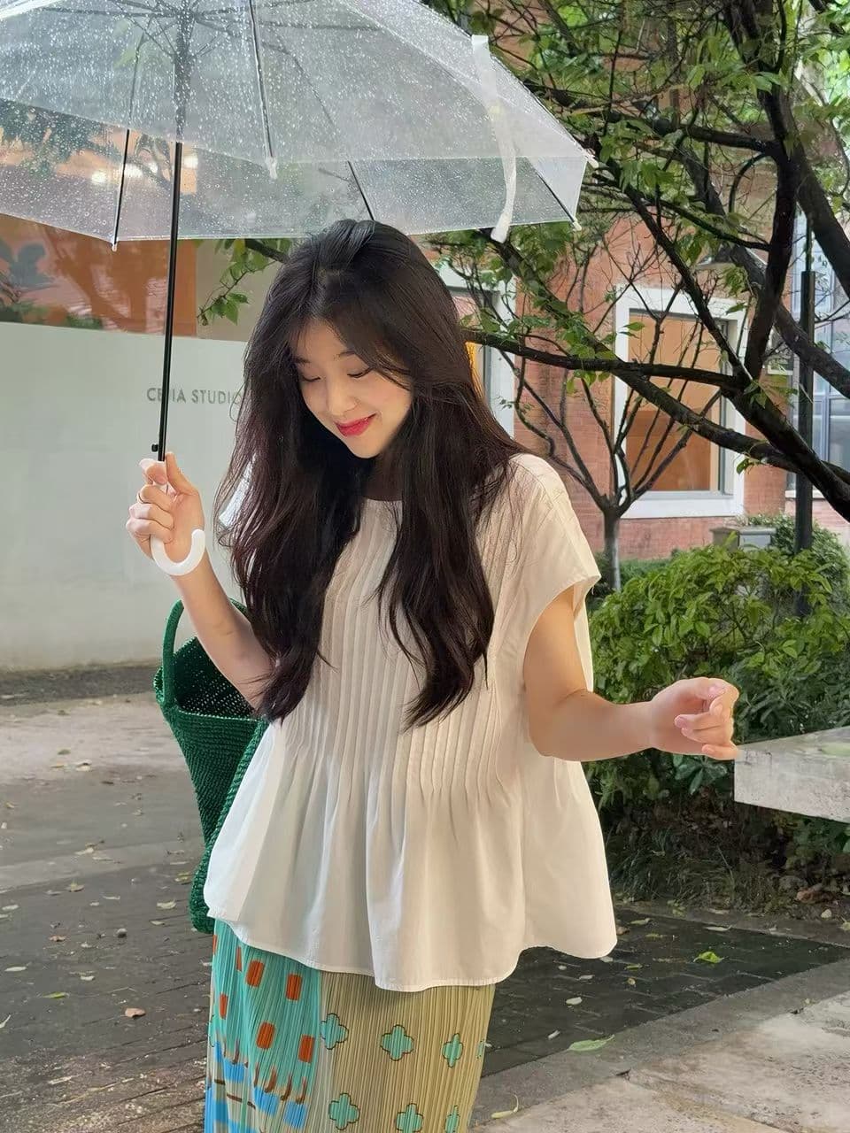 장기 주름 루즈핏 빅 사이즈 캐주얼 바람 연령 감소 민소매 셔츠 맨위 대외 무역 여성 의류 chic