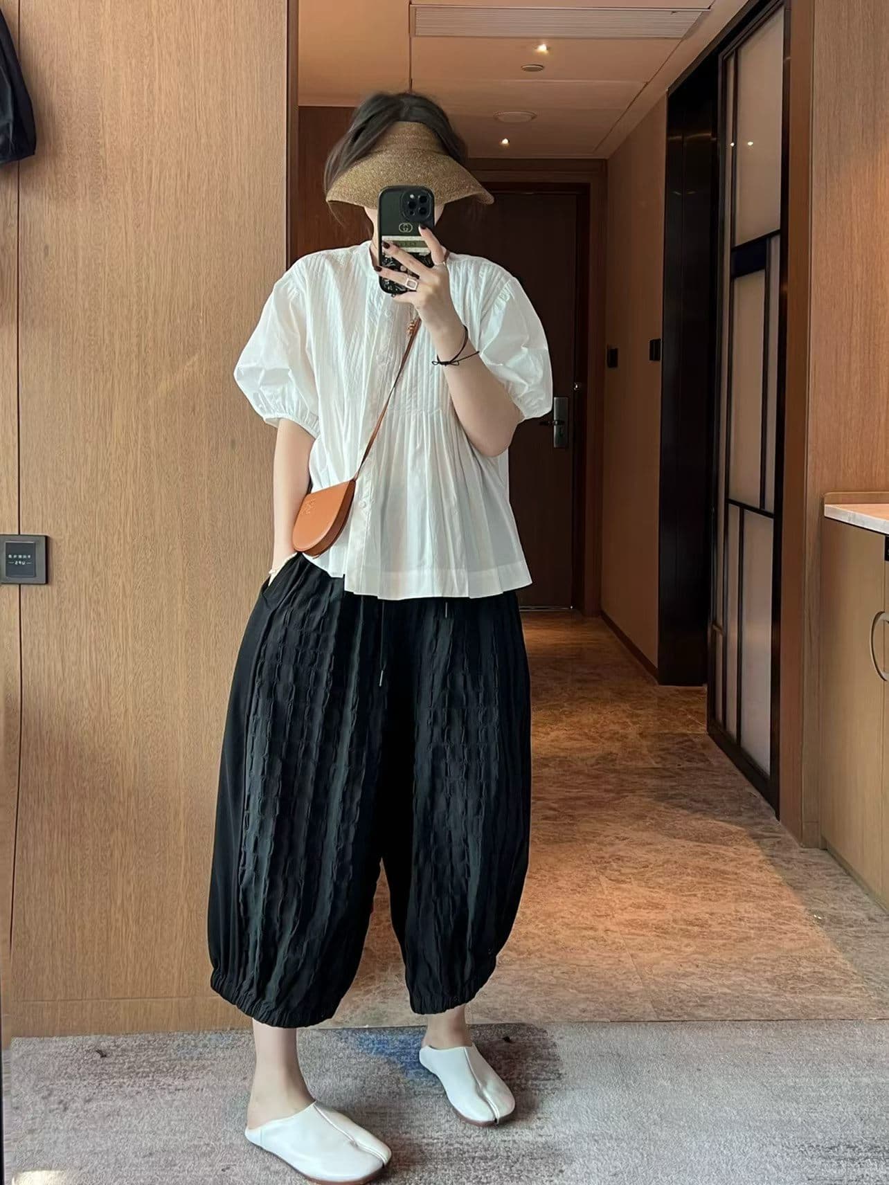 장기 주름 루즈핏 빅 사이즈 캐주얼 반팔 셔츠 맨위 대외 무역 여성 의류 chic 상세 이미지 5