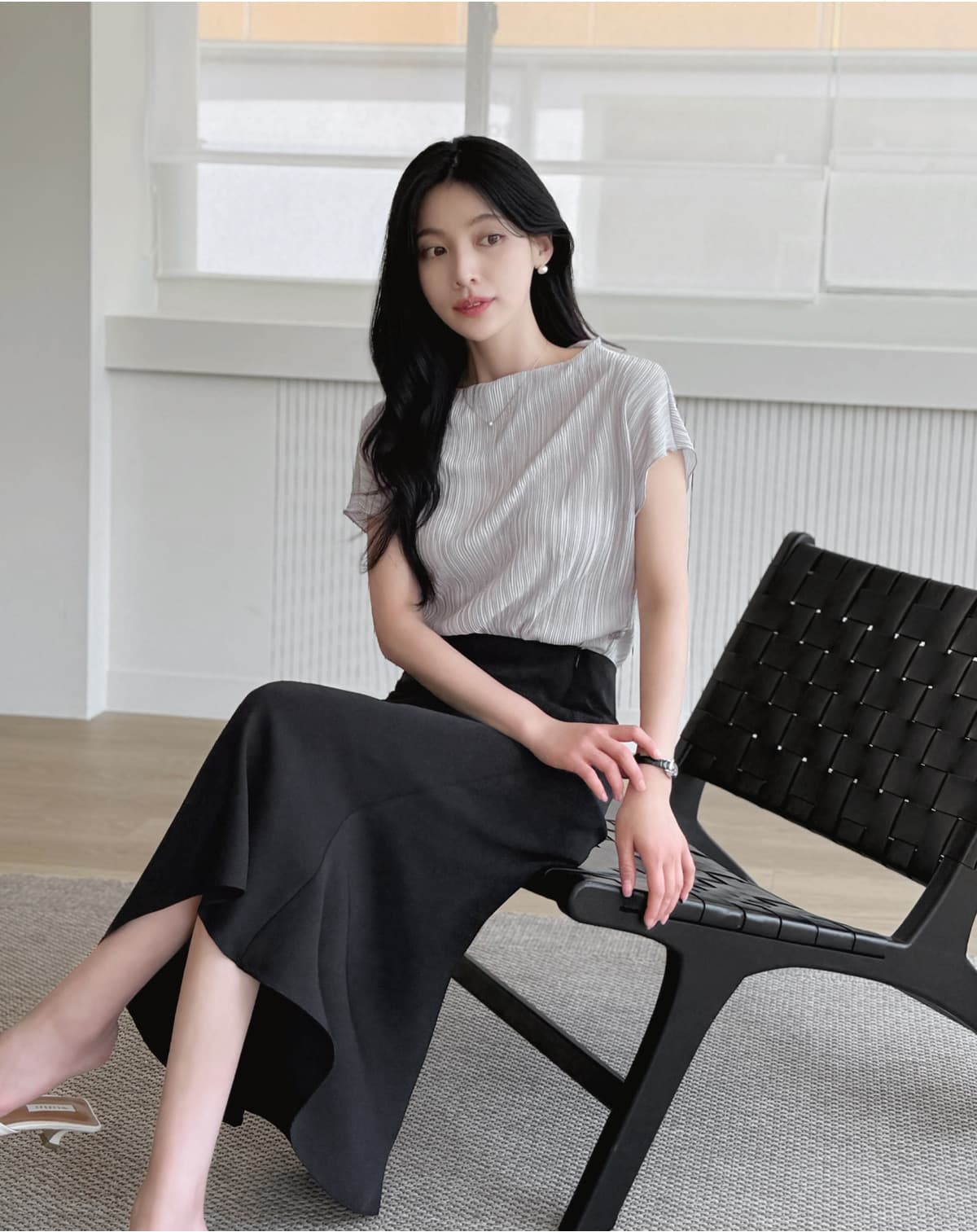 주름 장식 반팔 부서 벨트 셔츠 티셔츠 한국 스타일 chic 상세 이미지 21