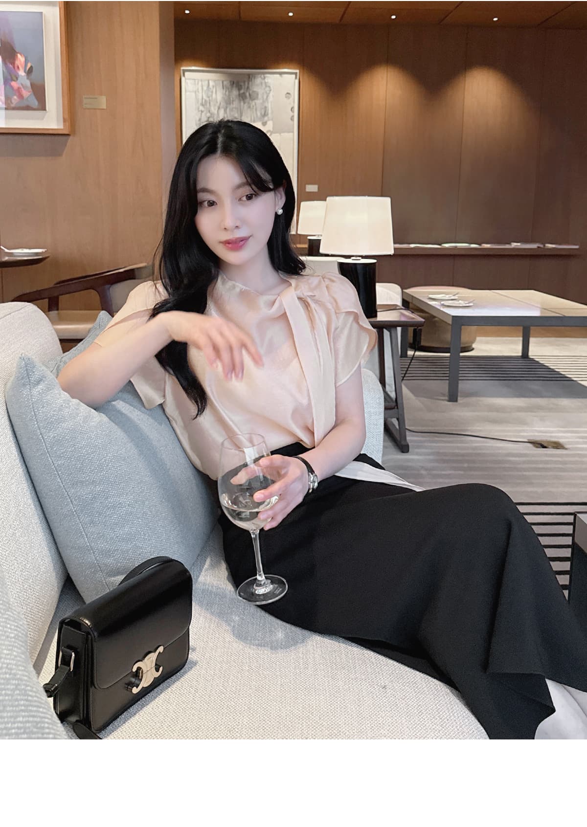 부서 나비 매듭 칼라 Feifei 소매 셔츠 시폰 셔츠 여성 한국 스타일 chic 상세 이미지 5