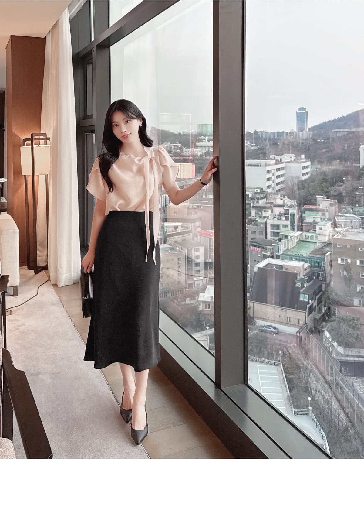 부서 나비 매듭 칼라 Feifei 소매 셔츠 시폰 셔츠 여성 한국 스타일 chic 상세 이미지 9