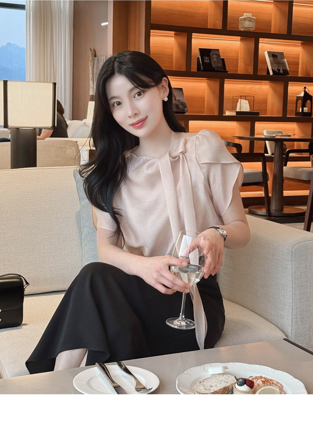 부서 나비 매듭 칼라 Feifei 소매 셔츠 시폰 셔츠 여성 한국 스타일 chic 상세 이미지 10