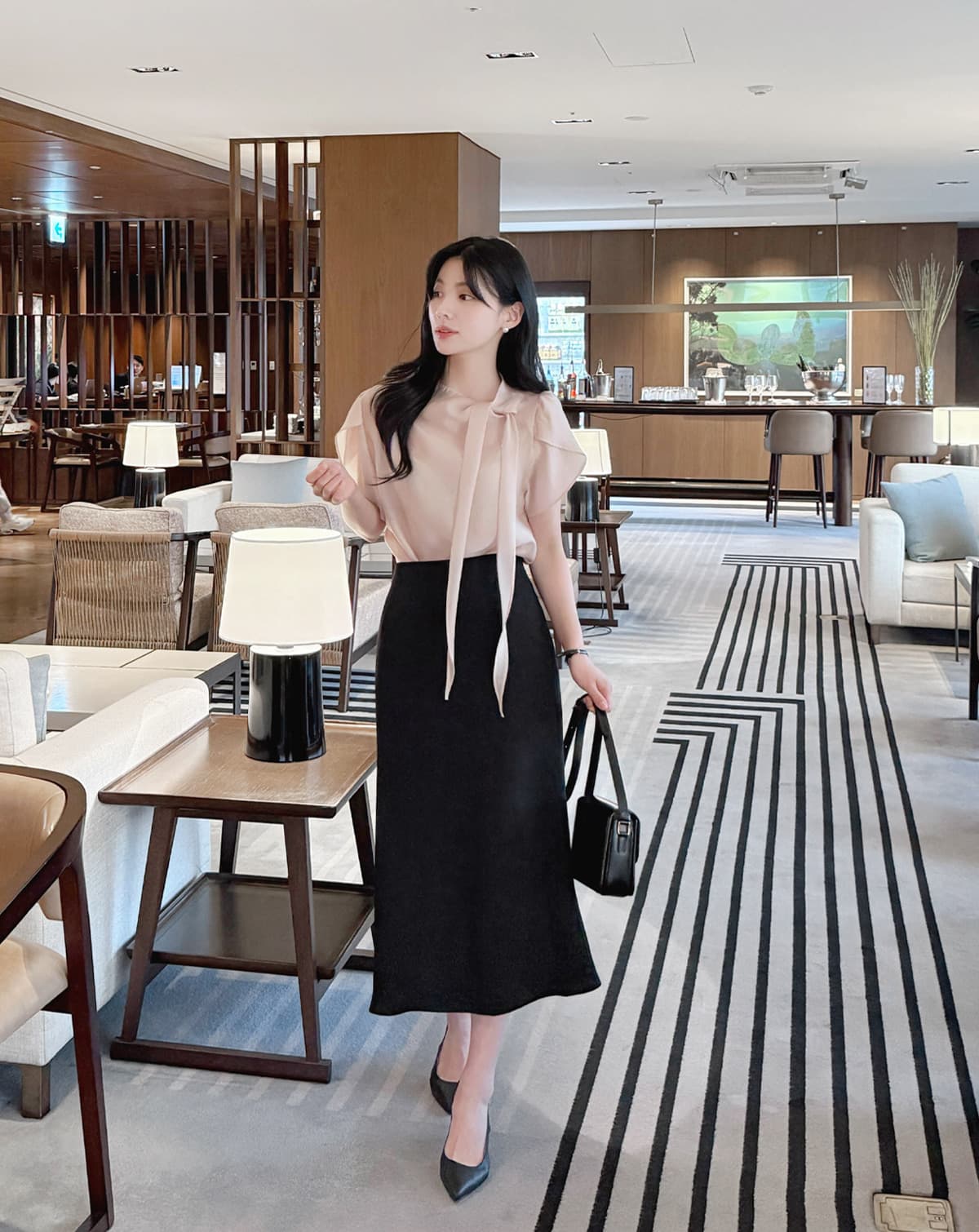 부서 나비 매듭 칼라 Feifei 소매 셔츠 시폰 셔츠 여성 한국 스타일 chic 상세 이미지 12