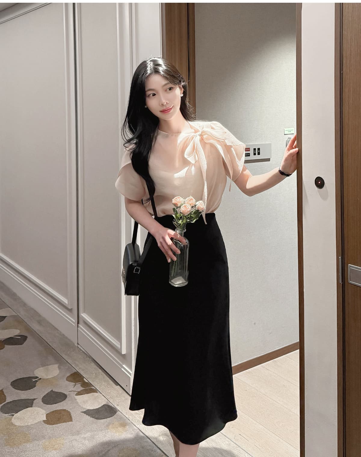 부서 나비 매듭 칼라 Feifei 소매 셔츠 시폰 셔츠 여성 한국 스타일 chic 상세 이미지 14