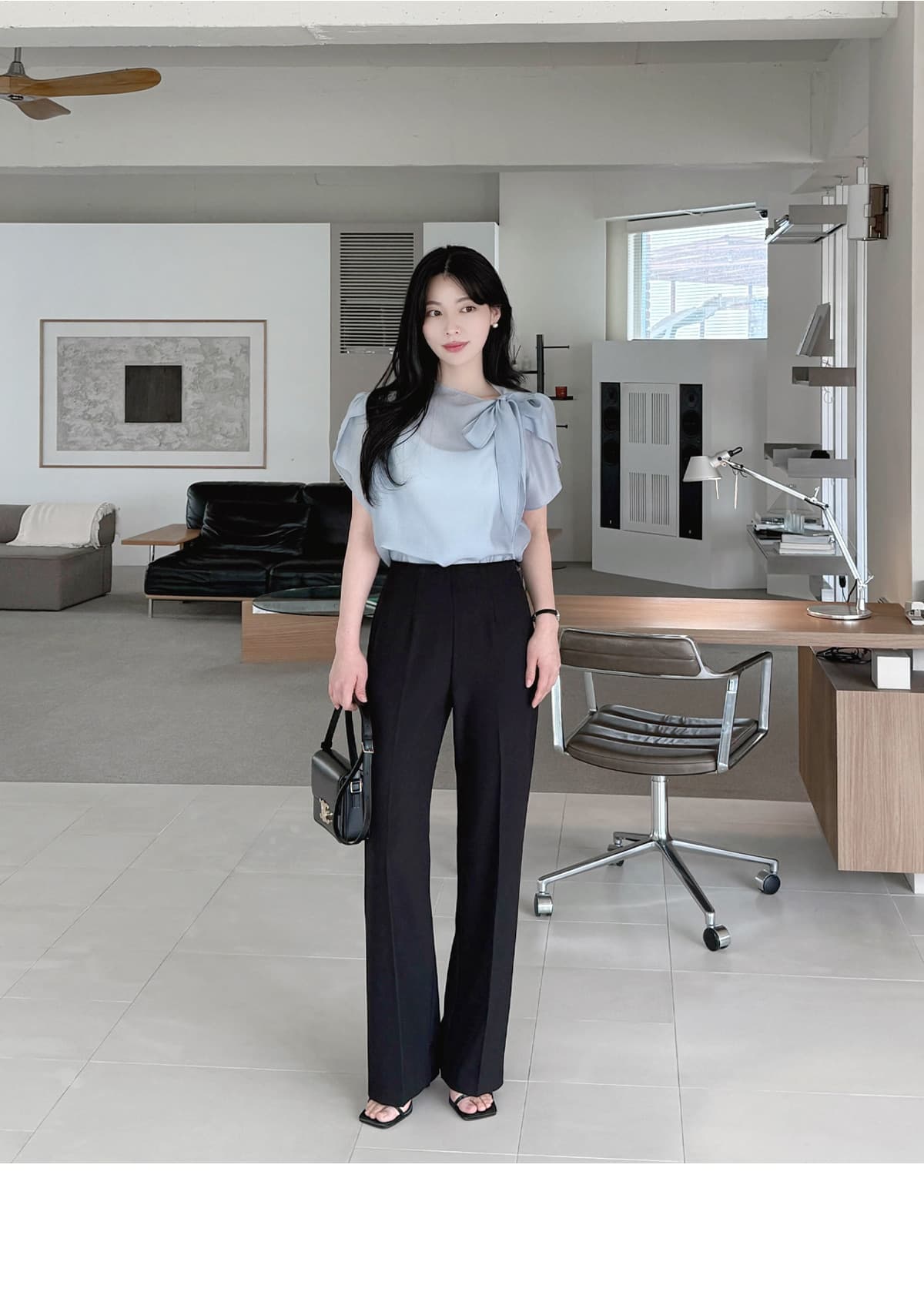 부서 나비 매듭 칼라 Feifei 소매 셔츠 시폰 셔츠 여성 한국 스타일 chic 상세 이미지 16