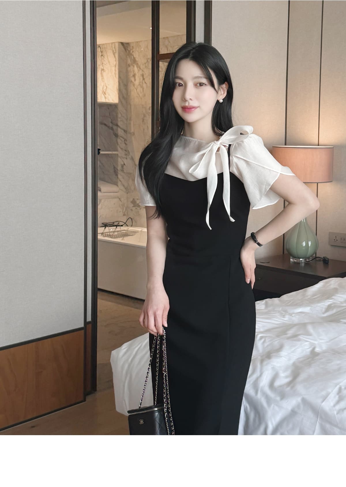 부서 나비 매듭 칼라 Feifei 소매 셔츠 시폰 셔츠 여성 한국 스타일 chic 상세 이미지 30