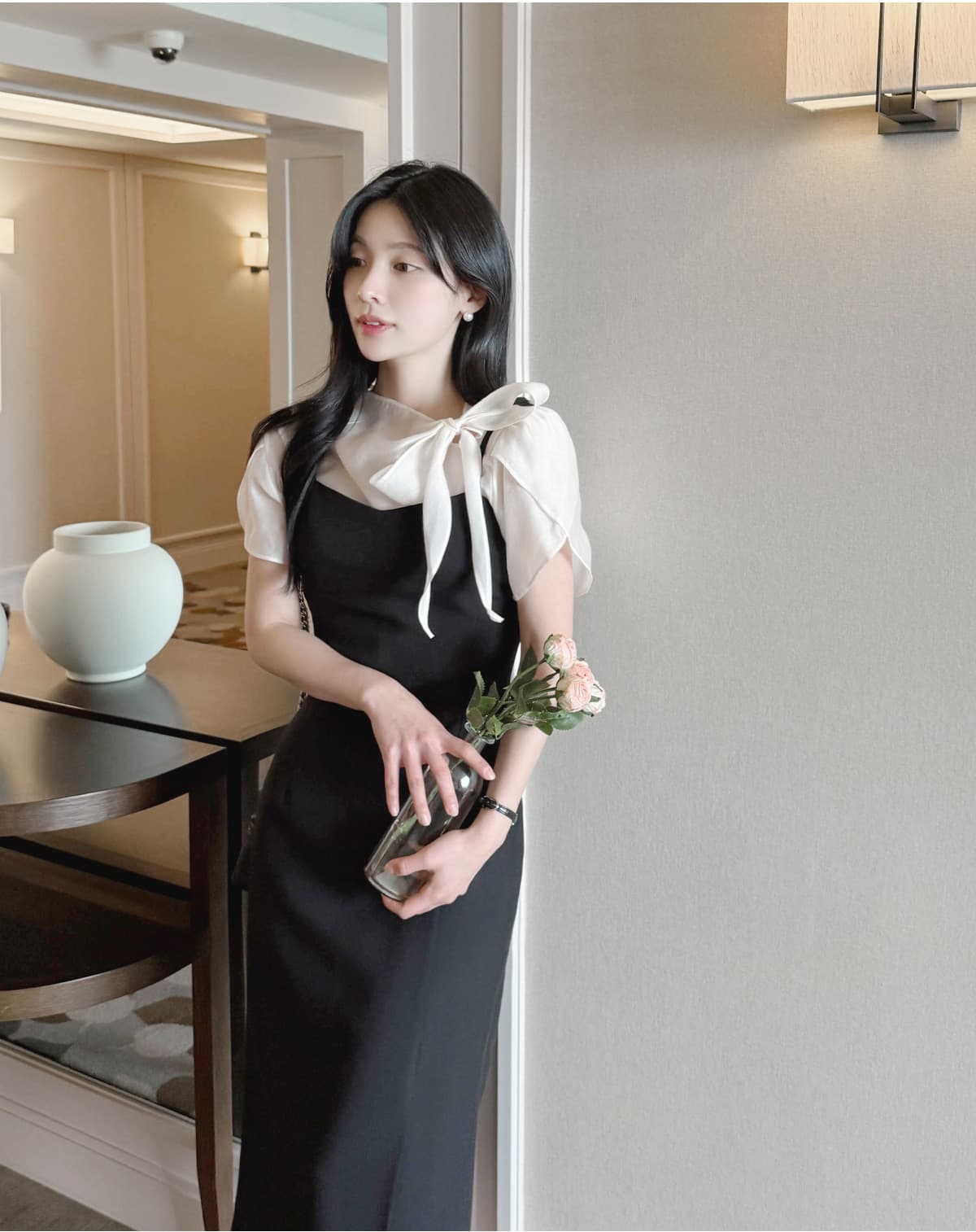 부서 나비 매듭 칼라 Feifei 소매 셔츠 시폰 셔츠 여성 한국 스타일 chic 상세 이미지 31