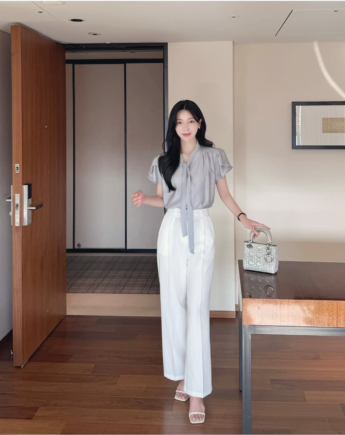 느긋한 레이스업 튤립 반팔 셔츠 한국 스타일 chic 상세 이미지 24