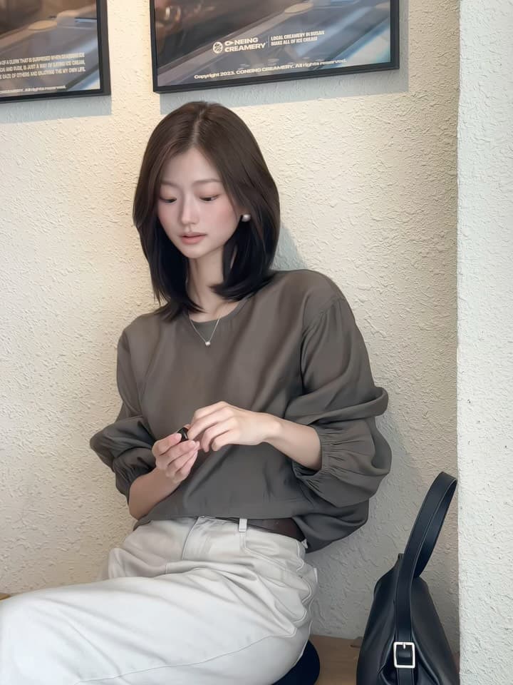 한 부서 빛 요리 한 레트로 색상 시스템 미니멀리즘 긴팔 풀오버 셔츠 도시 출퇴근