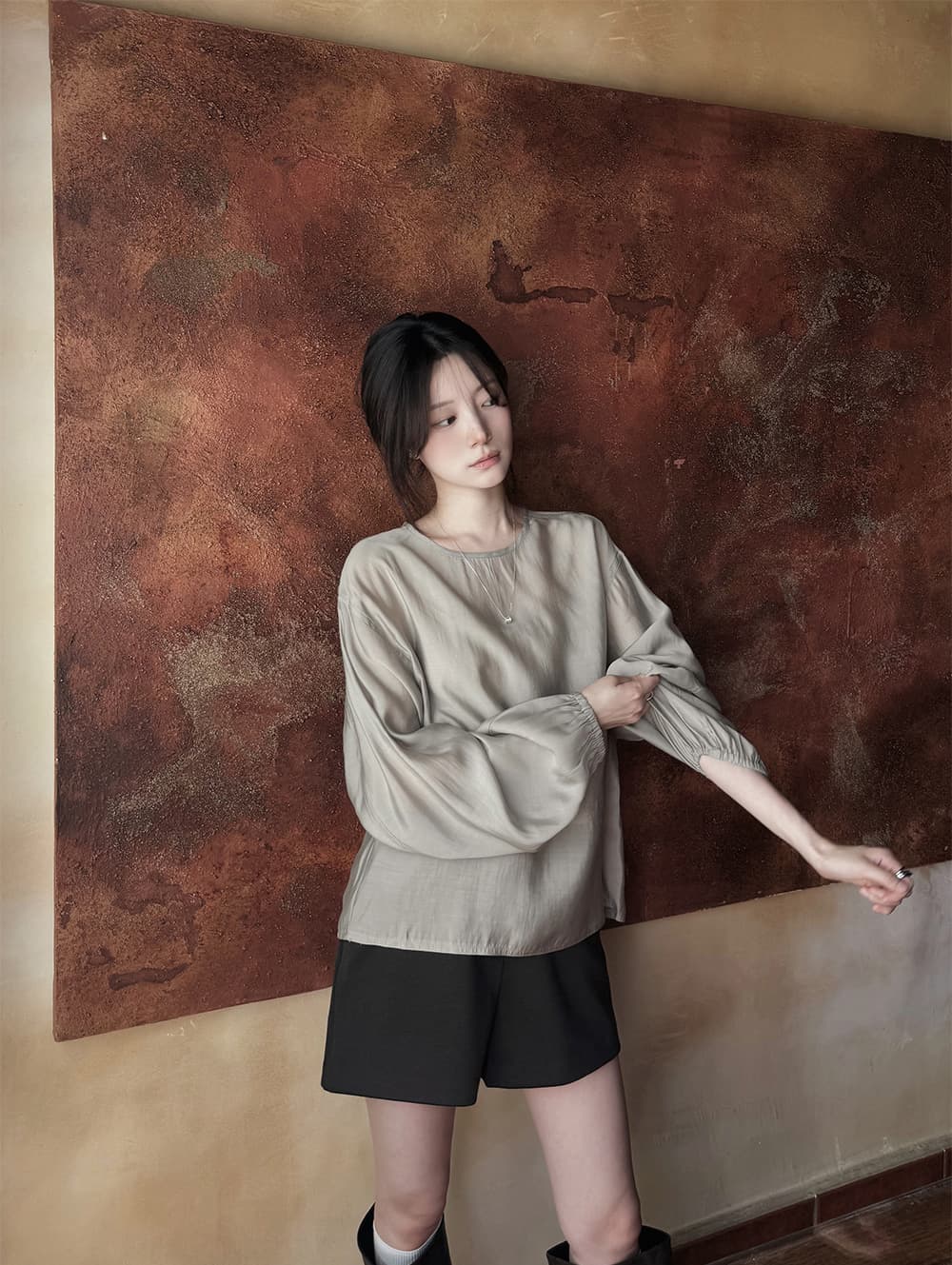 한 부서 빛 요리 한 레트로 색상 시스템 미니멀리즘 긴팔 풀오버 셔츠 도시 출퇴근 상세 이미지 13