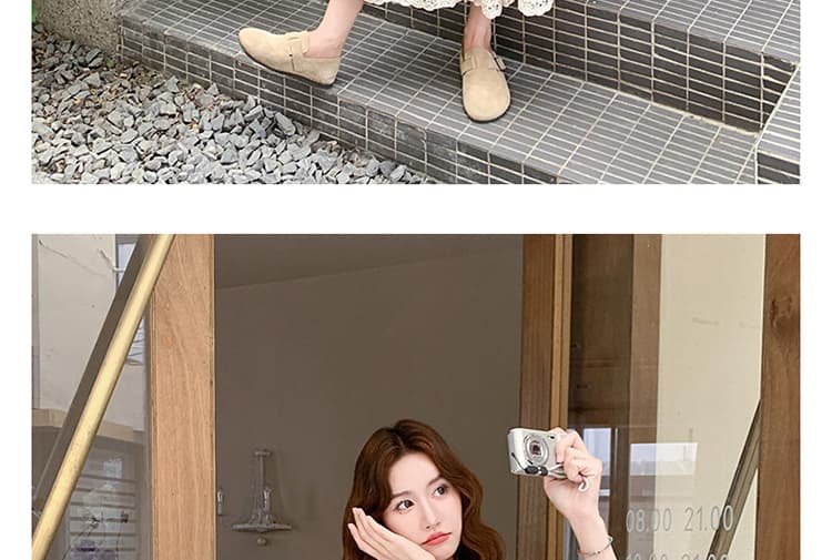 여름 새로운 프랑스식 느긋한 바람 스택 착용 파란색 체크무늬 셔츠 치마 레이스 패치워크 와이드 레그 팬츠 임산부 세트 상세 이미지 37