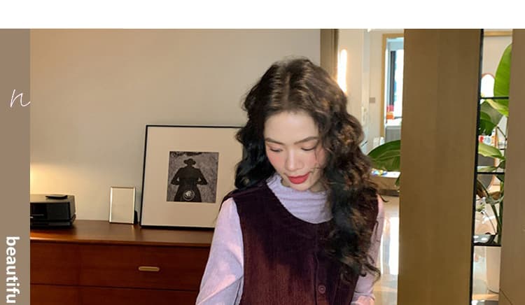 가을 의상 새로운 분위기 센스 가을 의상 느긋한 바람 코듀로이 임산부 드레스 투피스 세트 상세 이미지 13