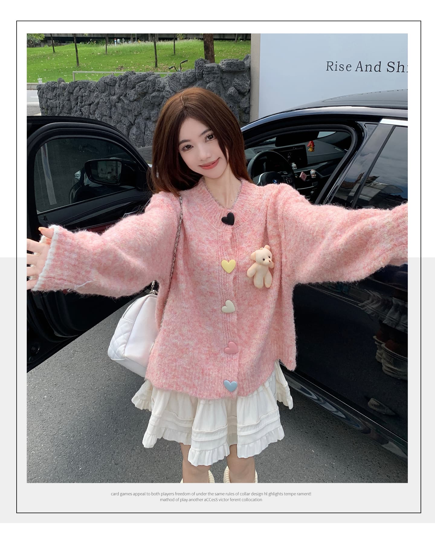 실사 한 부서 작은 곰 니트 오픈 가디건 스웨터 가을 겨울 새로운 빅 사이즈 부드러운 찹쌀 스웨터 긴팔 재킷 세트 상세 이미지 5