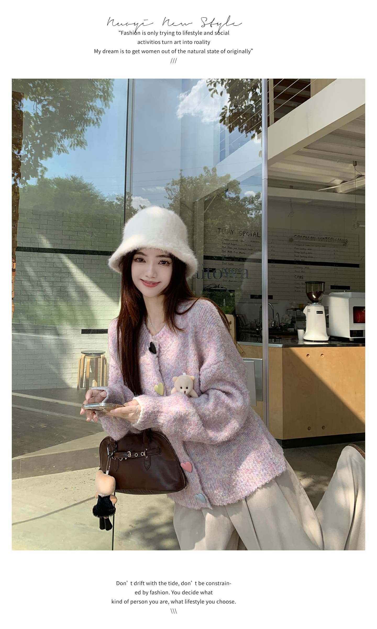실사 한 부서 작은 곰 니트 오픈 가디건 스웨터 가을 겨울 새로운 빅 사이즈 부드러운 찹쌀 스웨터 긴팔 재킷 세트 상세 이미지 18
