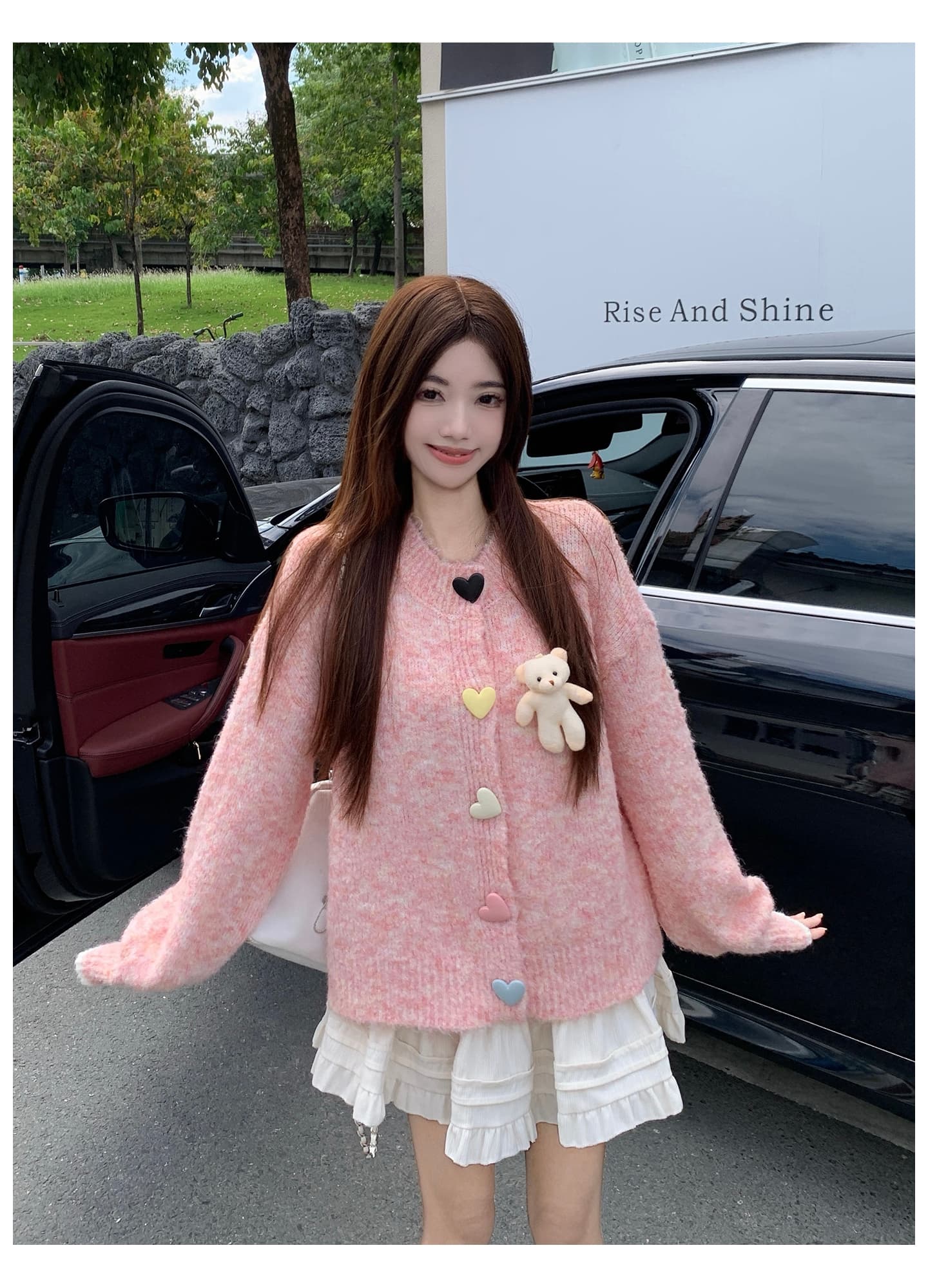 실사 한 부서 작은 곰 니트 오픈 가디건 스웨터 가을 겨울 새로운 빅 사이즈 부드러운 찹쌀 스웨터 긴팔 재킷 세트 상세 이미지 34