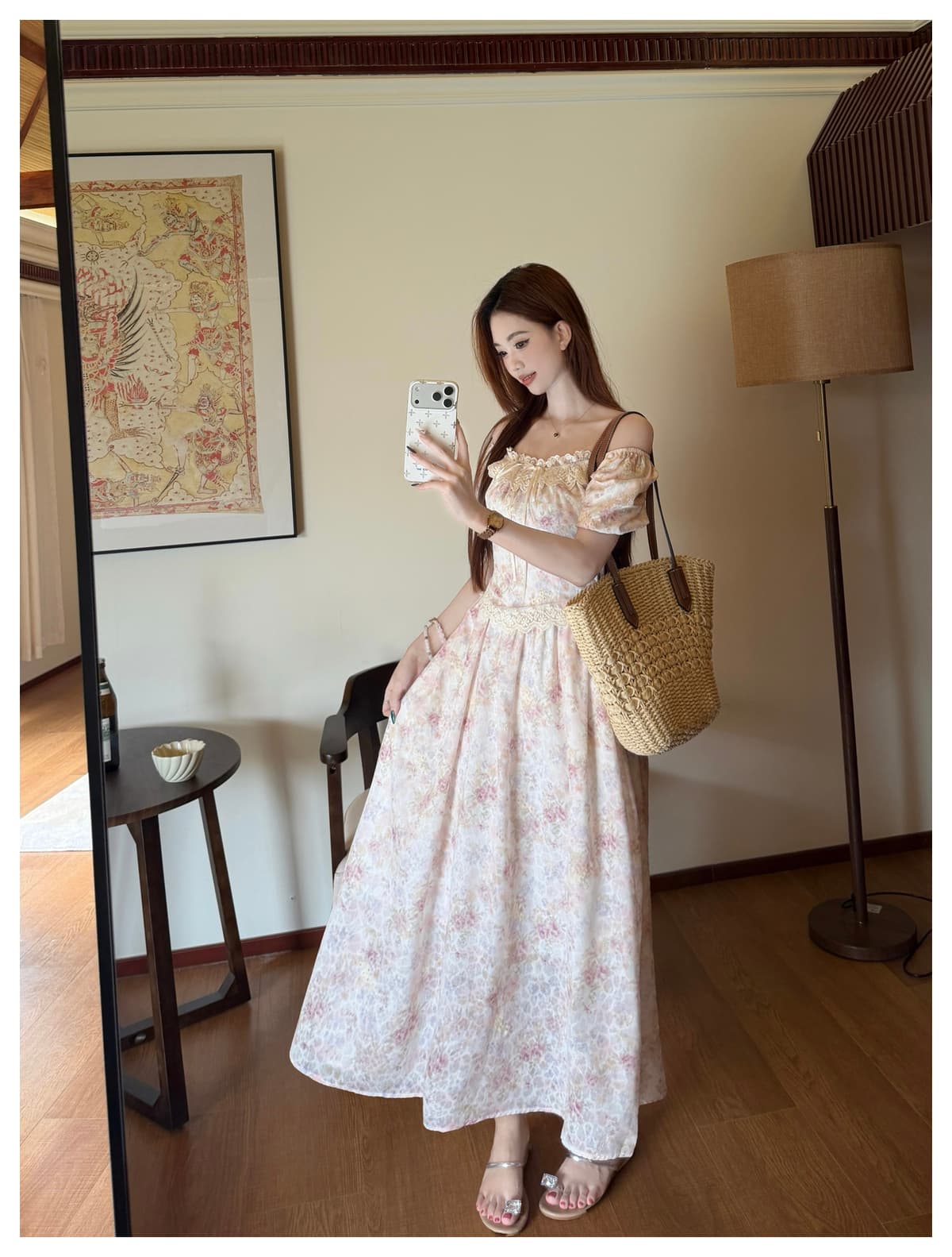 실사 여름 빅 사이즈 지방 mm 거품 소매 꽃무늬 여성 드레스 달콤함 작은 키 부드러운 바람 요정 치마 상세 이미지 10