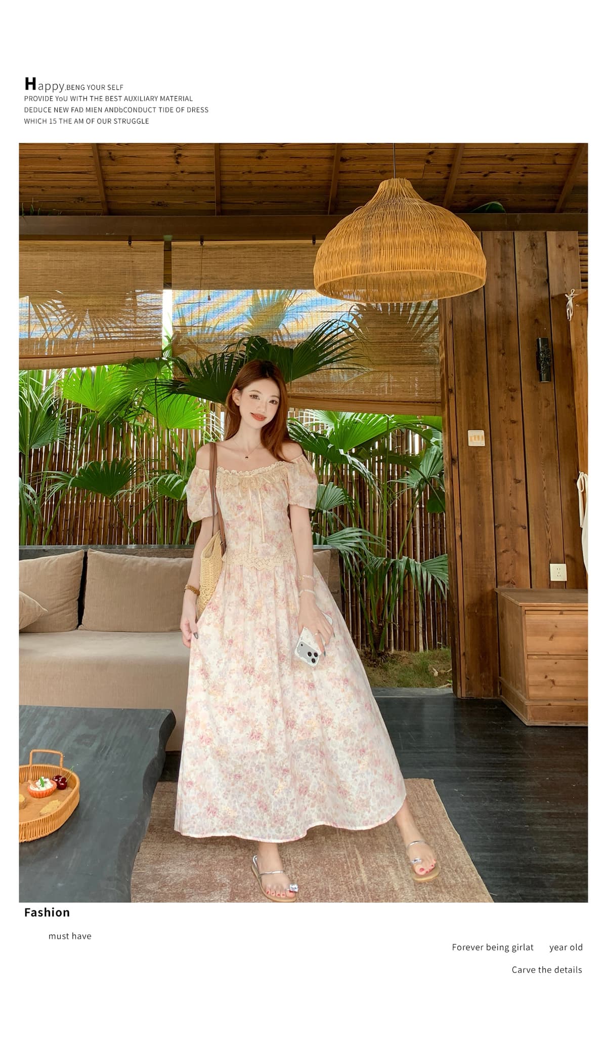 실사 여름 빅 사이즈 지방 mm 거품 소매 꽃무늬 여성 드레스 달콤함 작은 키 부드러운 바람 요정 치마 상세 이미지 17