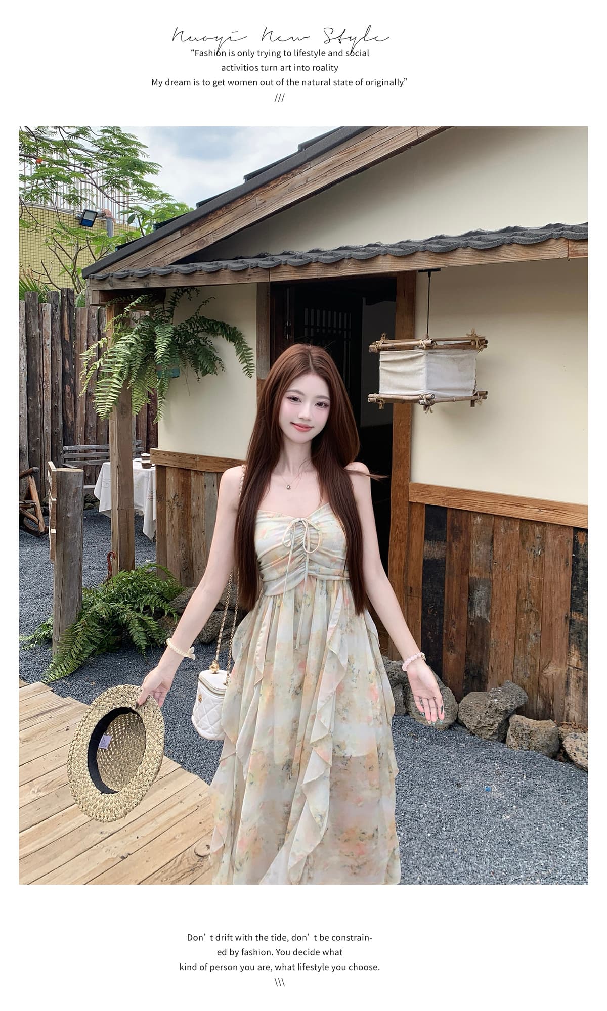 실사 빅 사이즈 여름 휴가 바람 달콤함 프릴 유화 슬립 드레스 얇은 오픈 가디건 투피스 드레스 상세 이미지 17