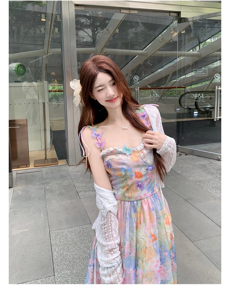 실사 2026 여름 새로운 빅 사이즈 세트 꽃무늬 도파민 프랑스식 드레스 휴가 바람 슬립 드레스 상세 이미지 15