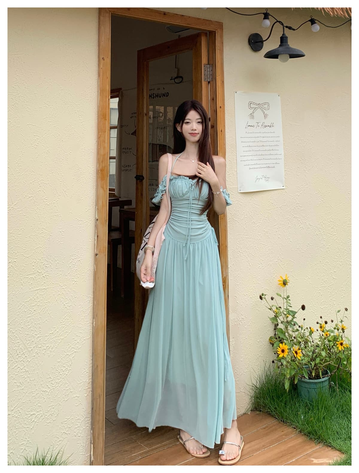 실사 2026 여름 새로운 빅 사이즈 망사 해변가 휴가 드레스 여름 섬 광장 칼라 품격 치마 상세 이미지 25