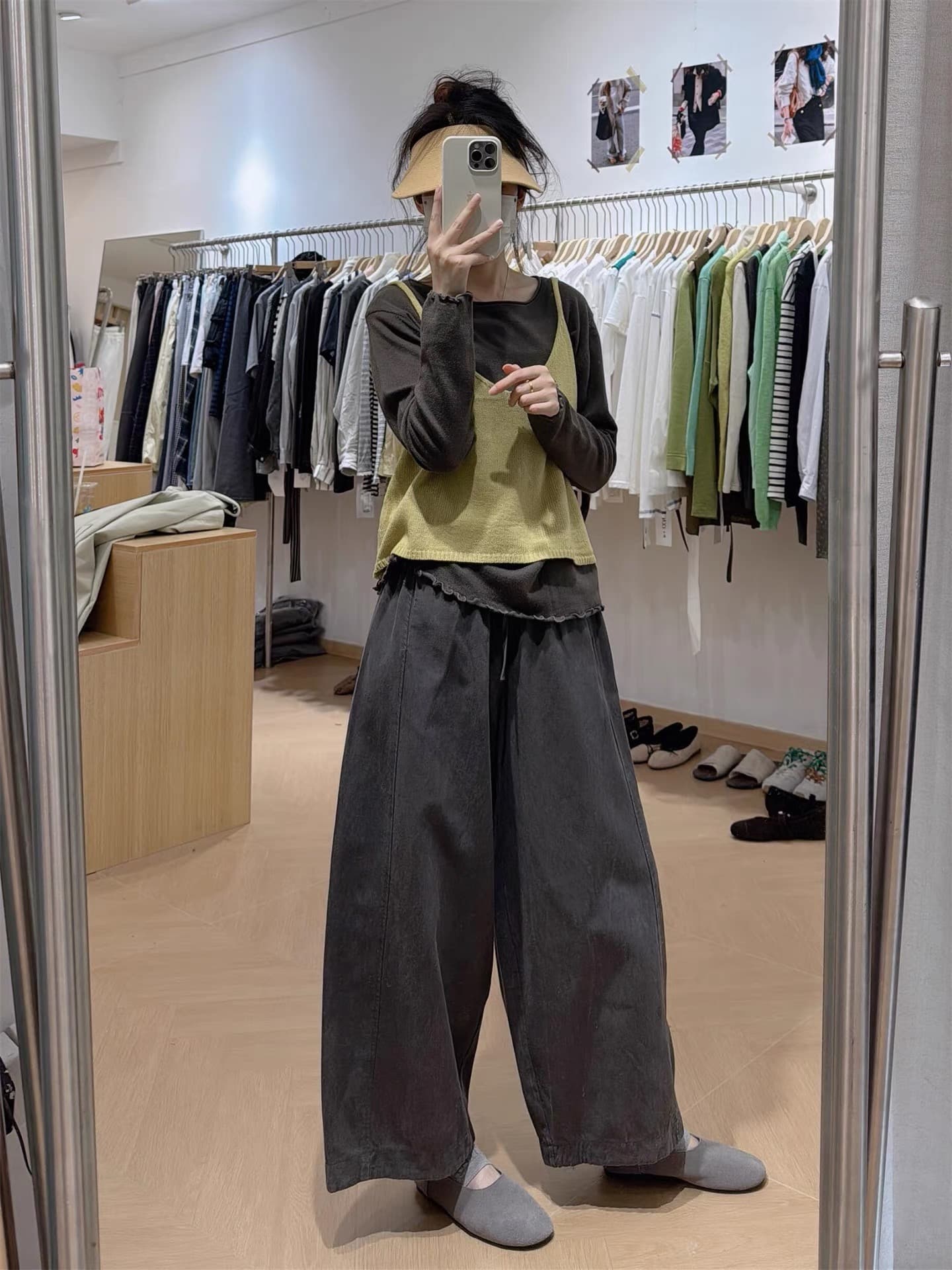 이른 가을 착용 가져 가라. 전체 집합 한 부서 긴팔 맨위 스택 착용 캐미솔 느긋한 바람 상세 이미지 2