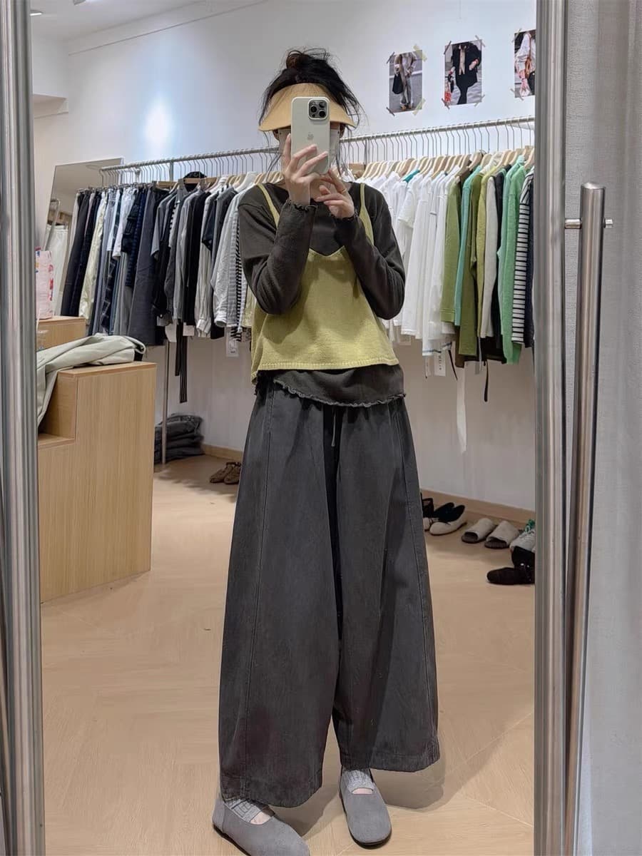 이른 가을 착용 가져 가라. 전체 집합 한 부서 긴팔 맨위 스택 착용 캐미솔 느긋한 바람 상세 이미지 3