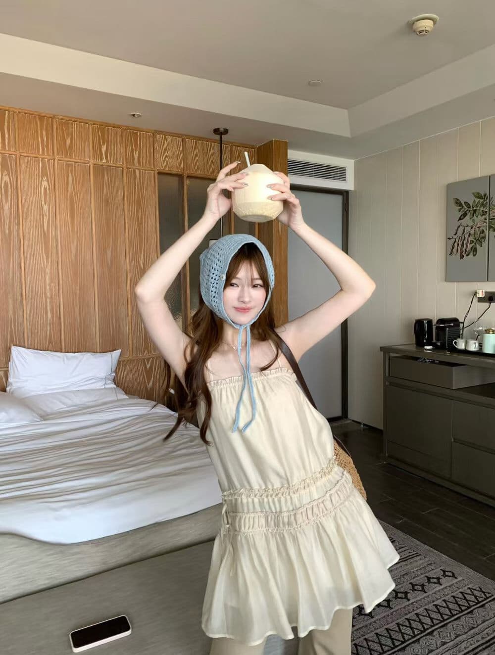 im ~까지 이슬 생각하기 같은 단락 라이 경기 서울 3 차원 주름 프릴 슬립 드레스 부드러운 도루 센스 마이크로 a 드레스 이미지 2