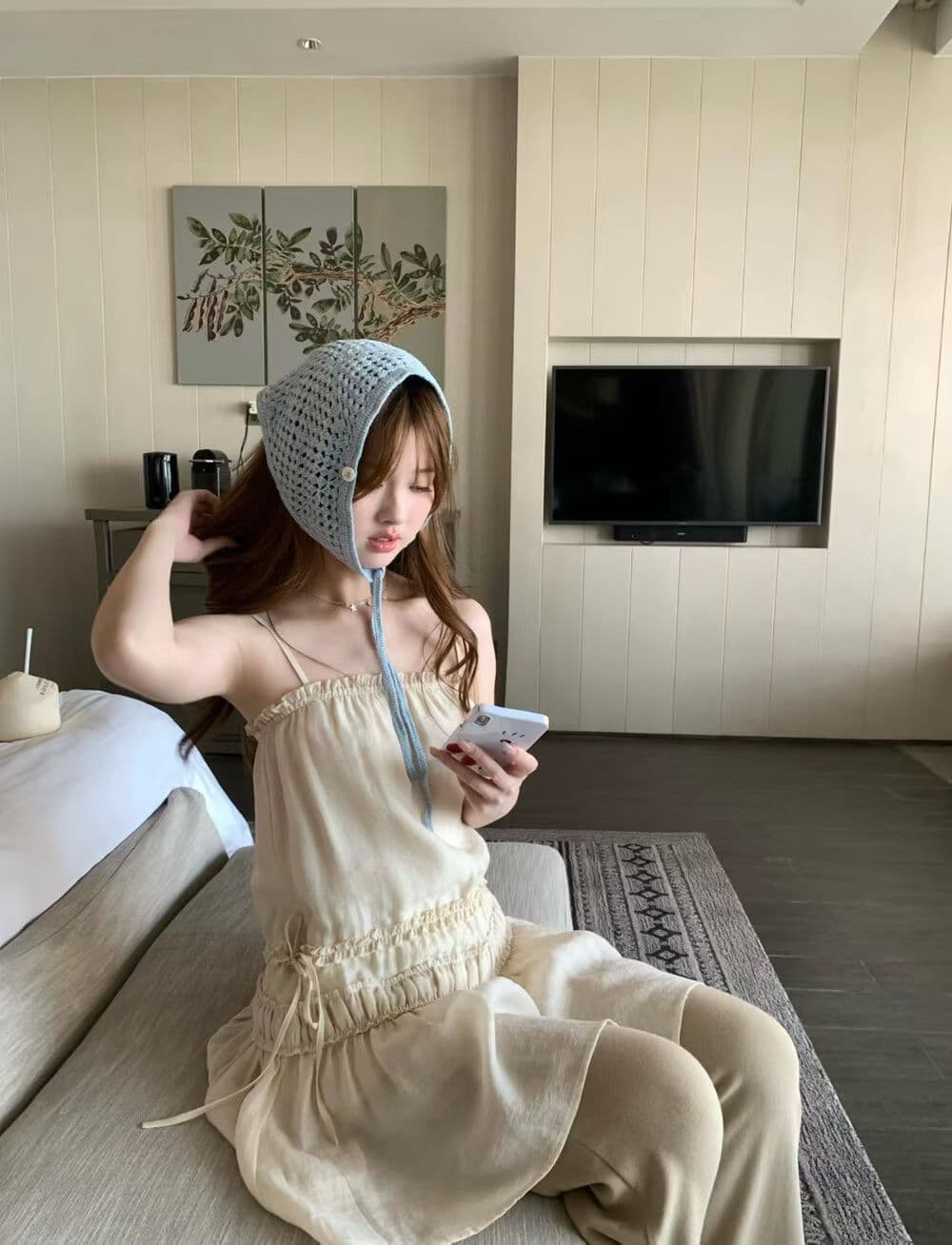 im ~까지 이슬 생각하기 같은 단락 라이 경기 서울 3 차원 주름 프릴 슬립 드레스 부드러운 도루 센스 마이크로 a 드레스 이미지 4