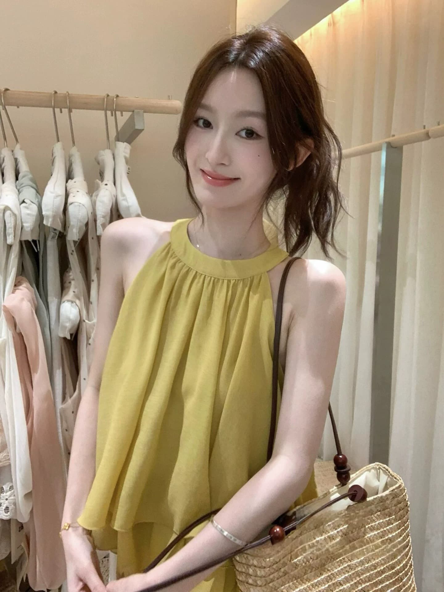 프랑스식 부드러운 외국 가스 연령 감소 민소매 행침 목 쉬폰 작은 셔츠 여성 여름 루즈핏 고유 한 아름다운 슈퍼 잘 생긴 맨위 상세 이미지 3