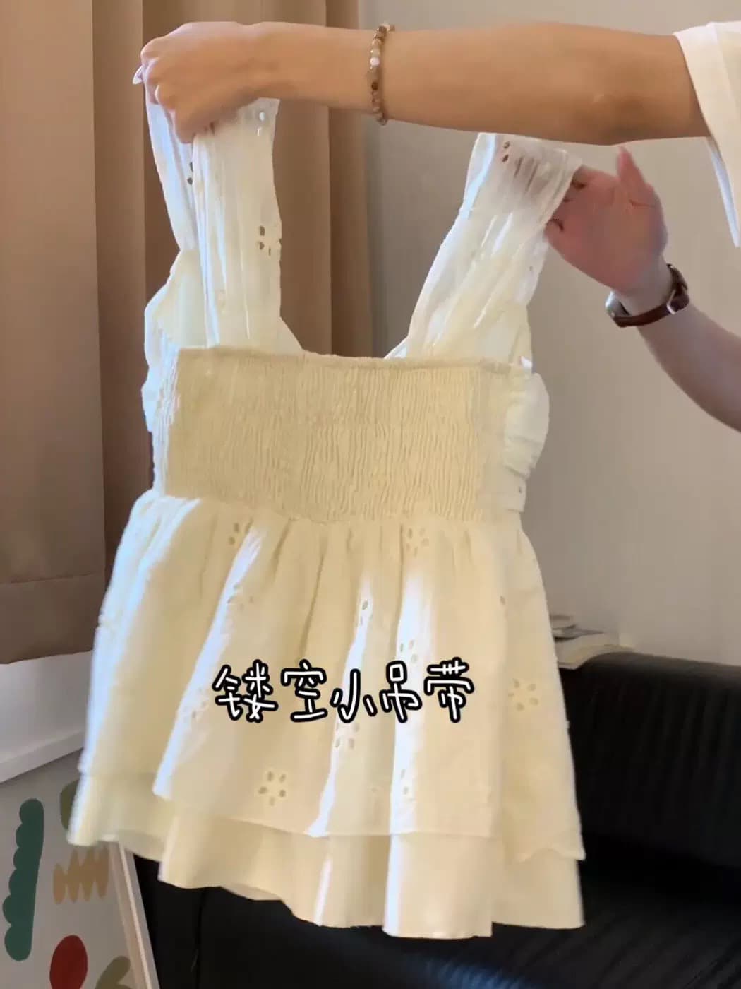 한 부서 달콤한 스타일 홀로우 아웃 꽃 슬립 민소매 여성 셔츠 여름 새로운 연령 감소 레이스 측면 인형 셔츠 맨위 이미지 3