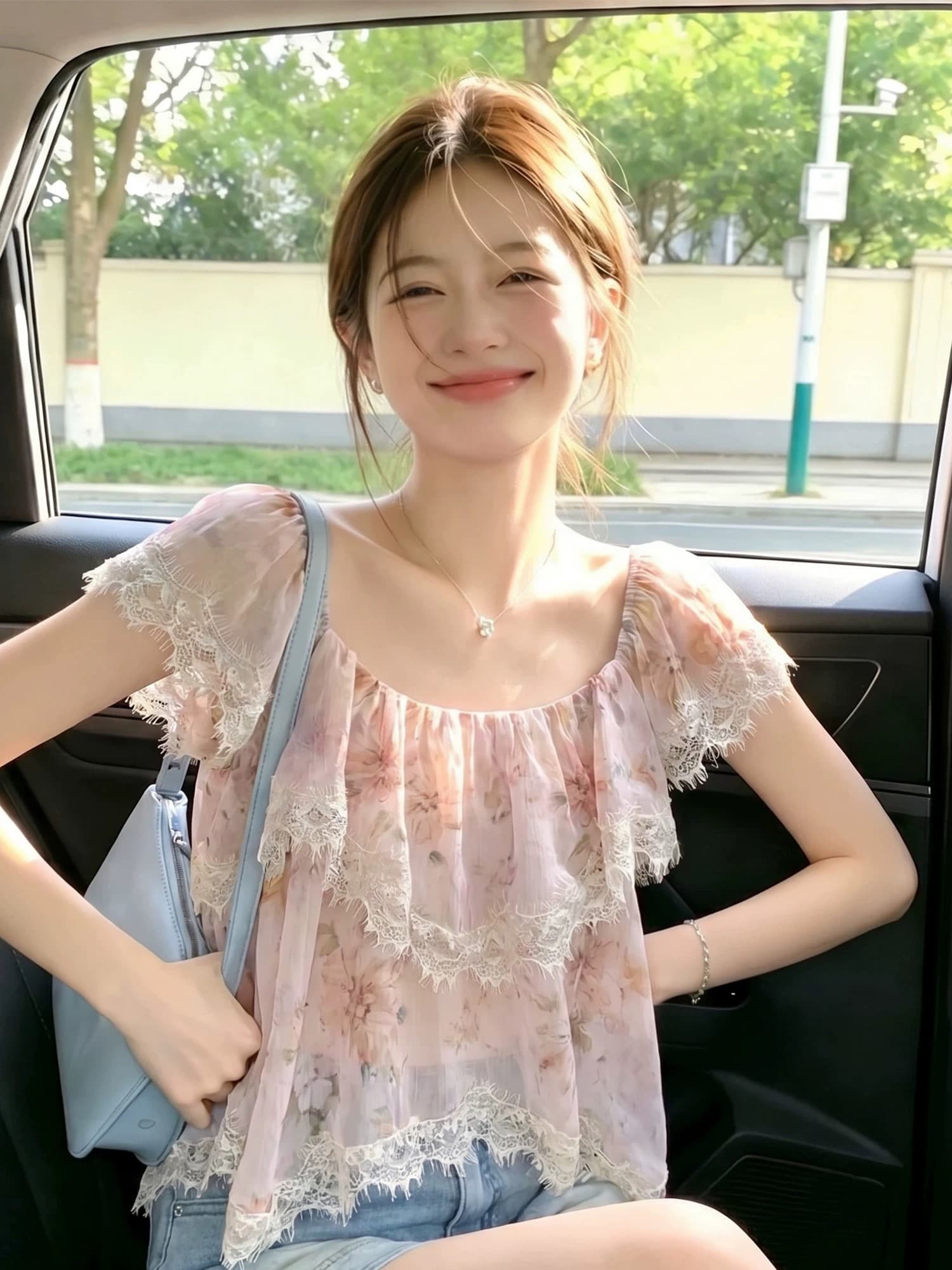 불규칙 꽃무늬 레이스 쉬폰 여성 셔츠 여름 순수한 욕망 핫걸 광장 칼라 작은 날다 소매 맨위 자이언트 잘 생긴 셔츠 상세 이미지 2